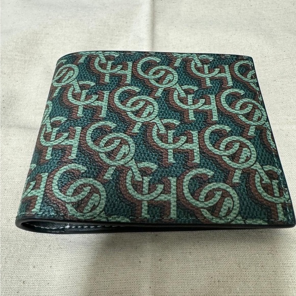 COACH 3in 1 MONOGRAM MENS WALLET COLOR AMAZON GREEN - Picture 1 of 3